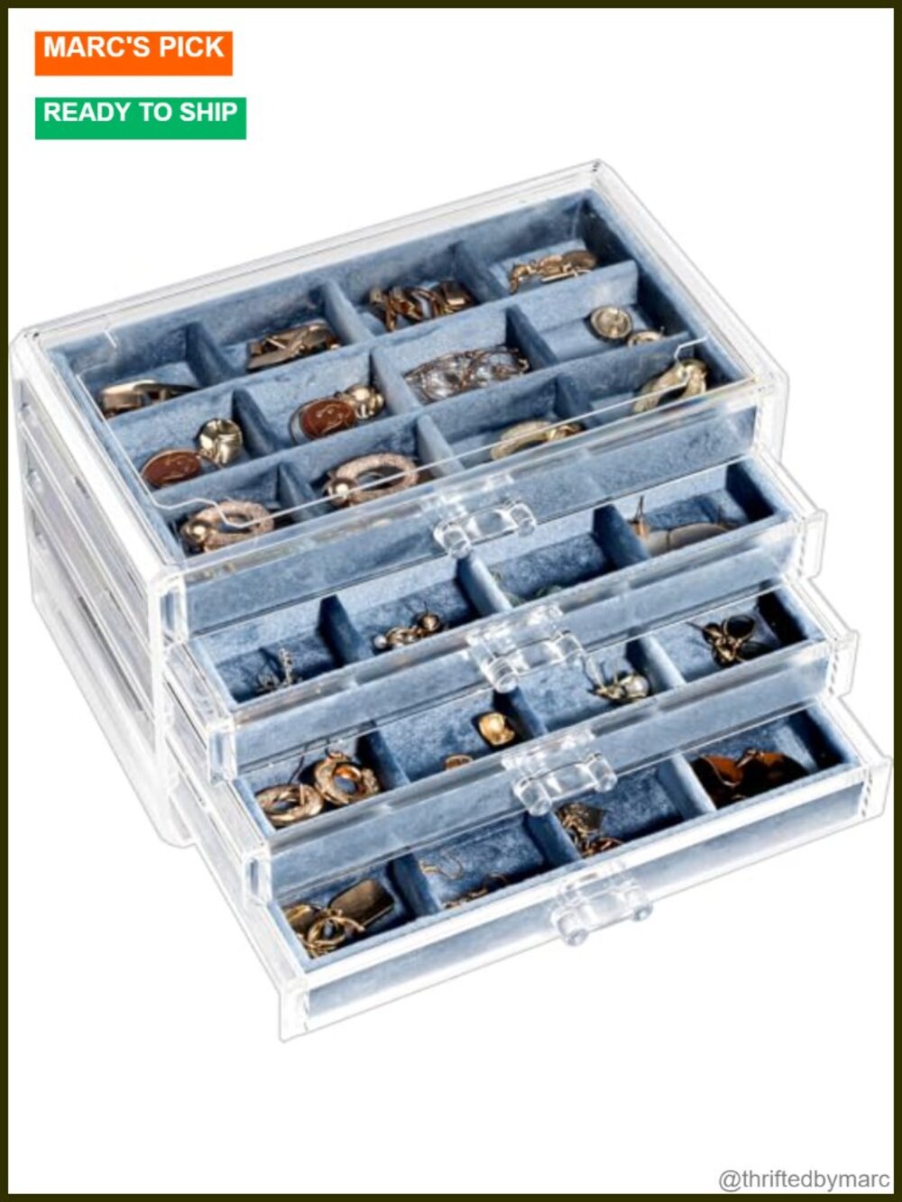 Clear Acrylic Earring Holder Organizer Box 4 Drawer Stackable Jewelry Storage